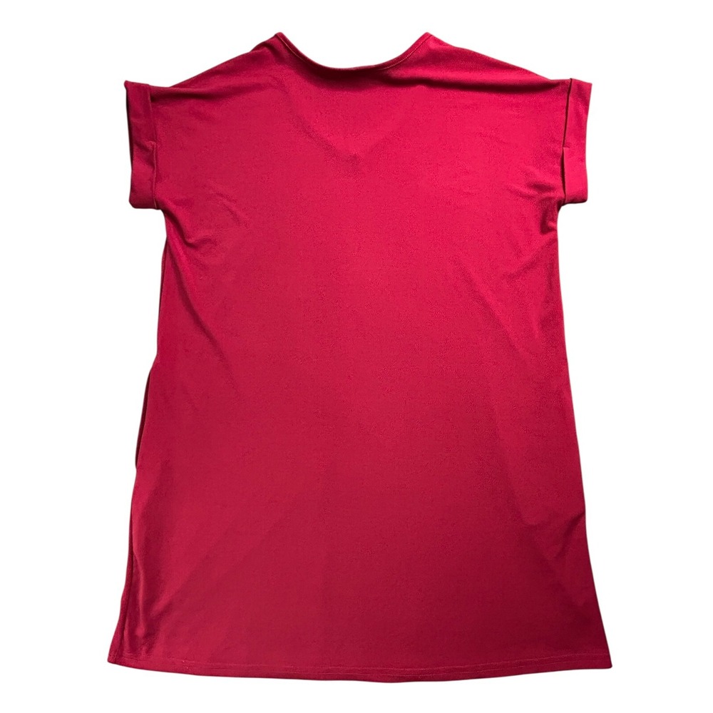Lildy Top Womens Size S-M Burgundy Cuffed S/S Comfort Stretch Pocket Shirt Tunic - Picture 7 of 8